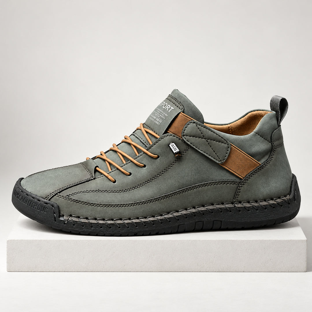 Wexford Hand-Stitched Leather Sneaker — Olive