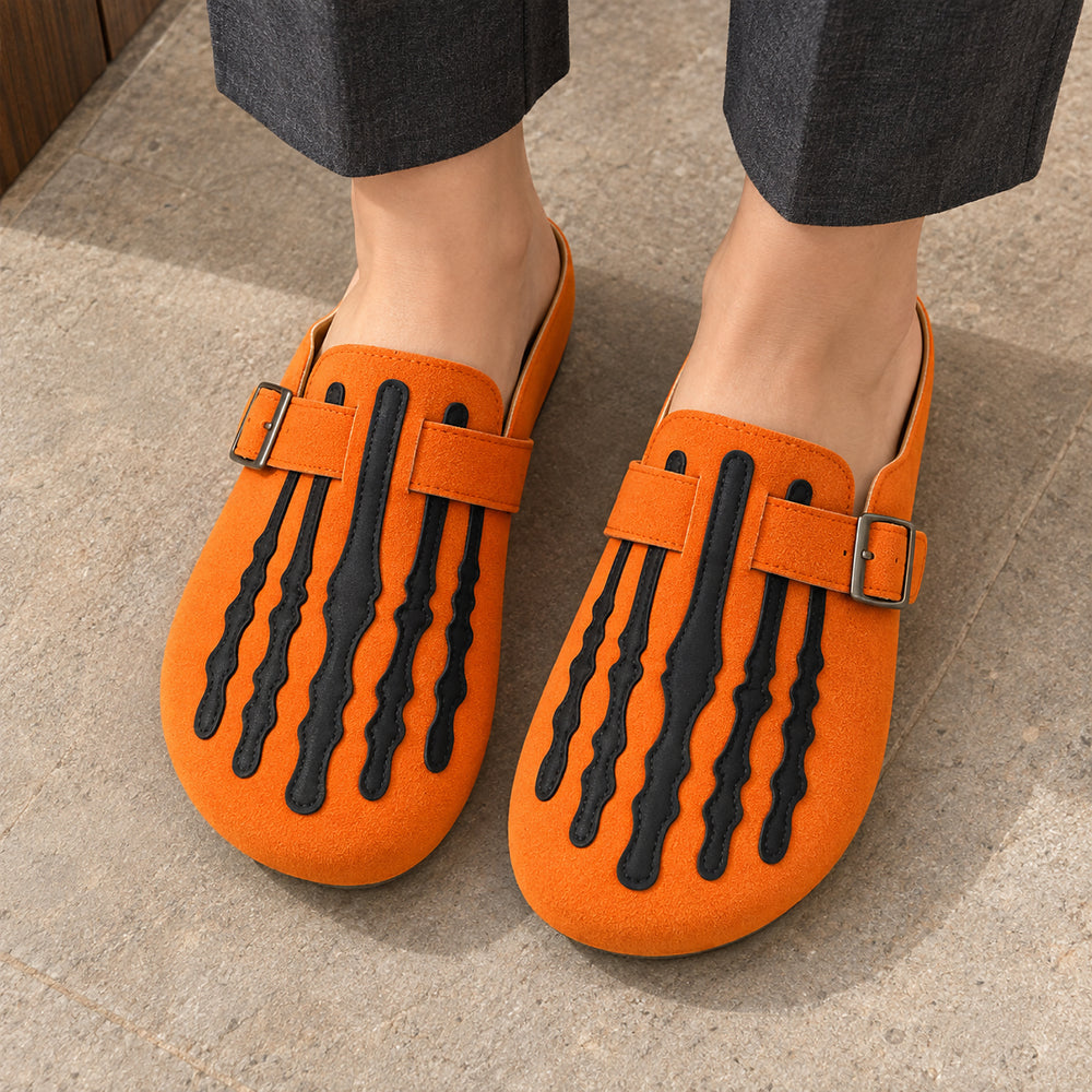 Marrow Buckle Clog Mule — Pumpkin Orange