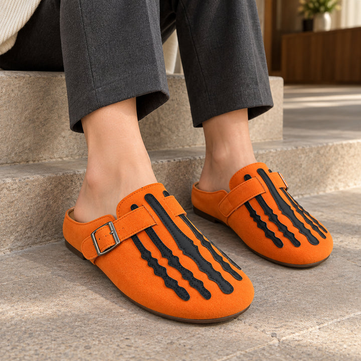 Marrow Buckle Clog Mule — Pumpkin Orange