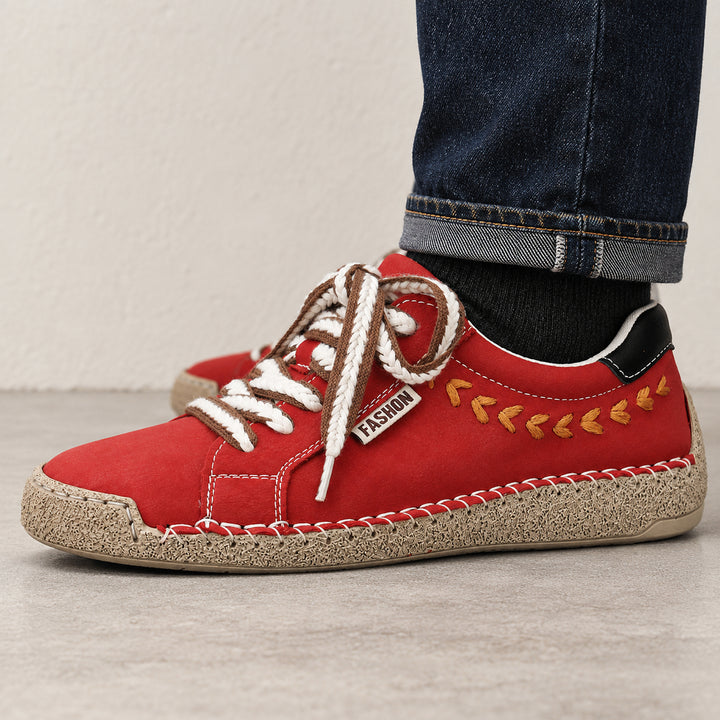 Arlo Hand-Stitched Sneaker — Red
