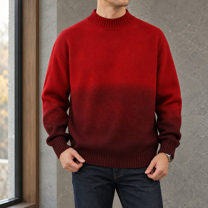 Ombré Knit Crewneck — Red