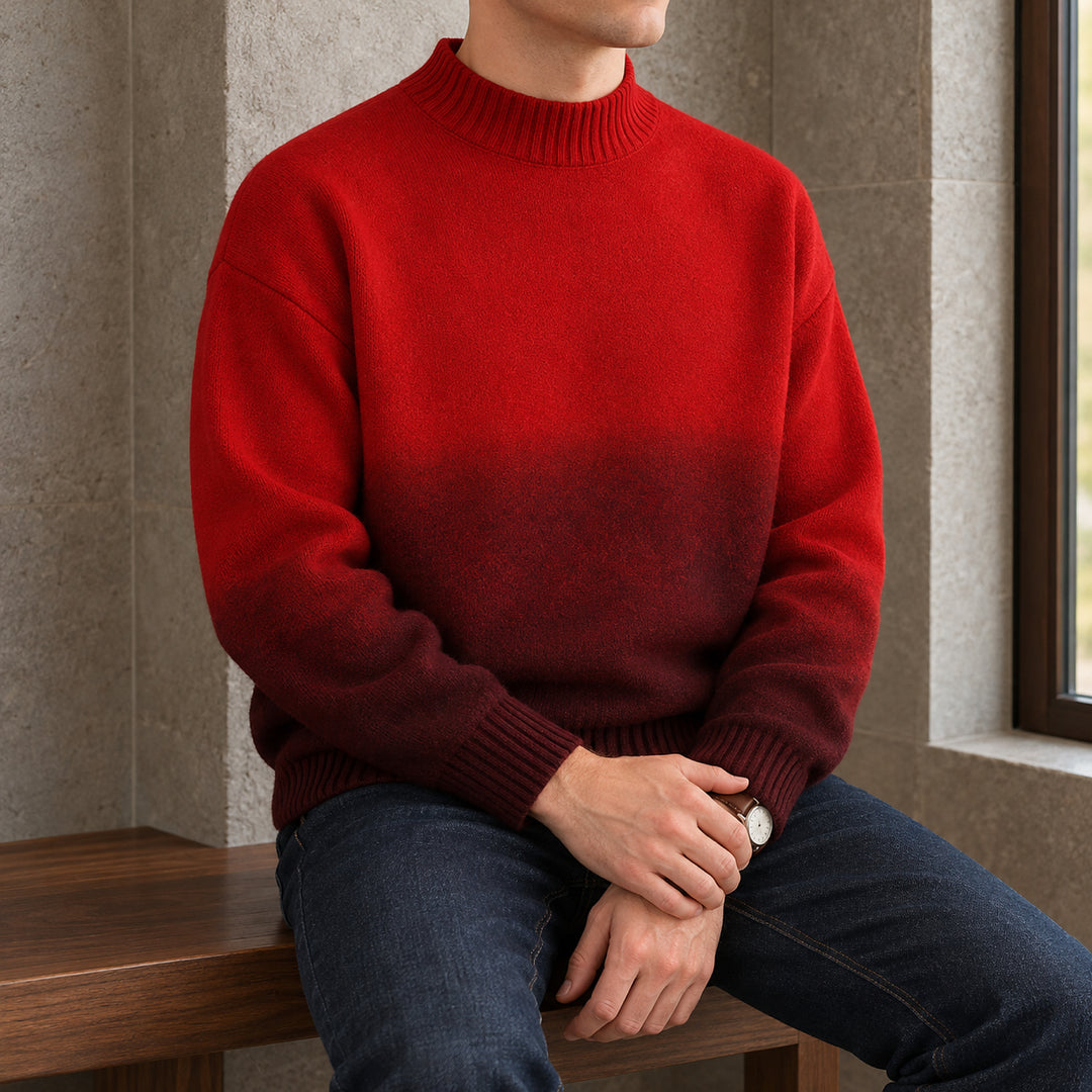 Ombré Knit Crewneck — Red