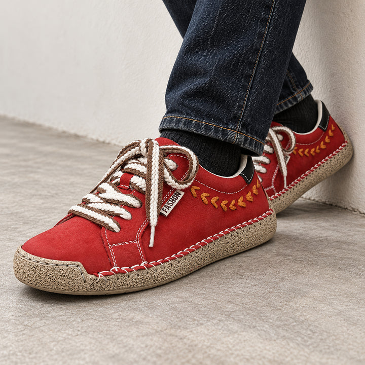 Arlo Hand-Stitched Sneaker — Red
