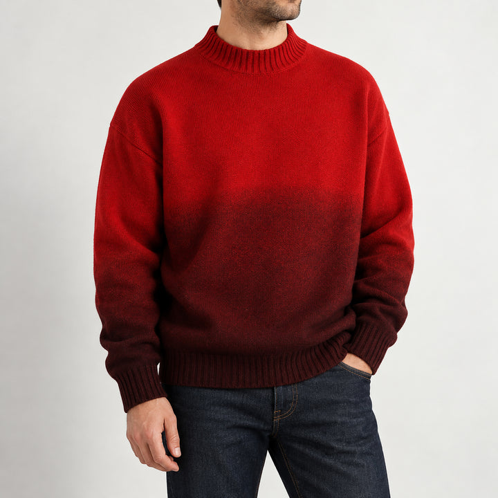Ombré Knit Crewneck — Red