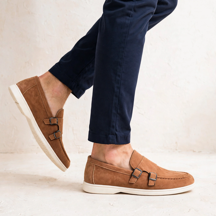 Cloister Double-Buckle Suede Loafer