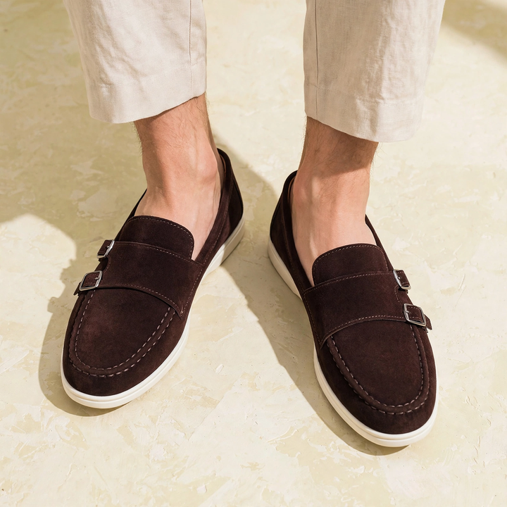 Cloister Double-Buckle Suede Loafer