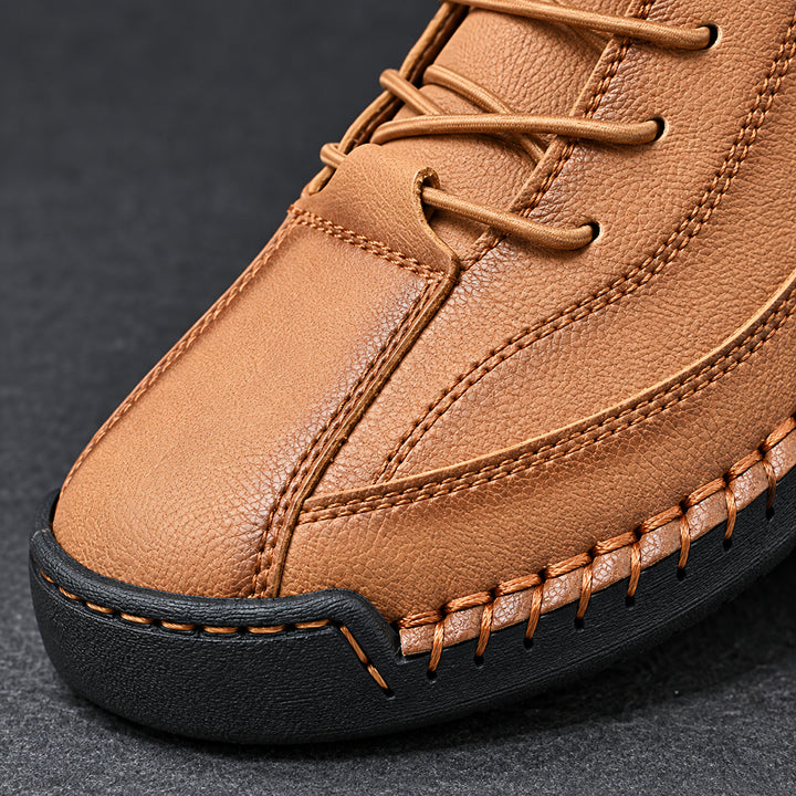 Wexford Hand-Stitched Leather Sneaker — Tan