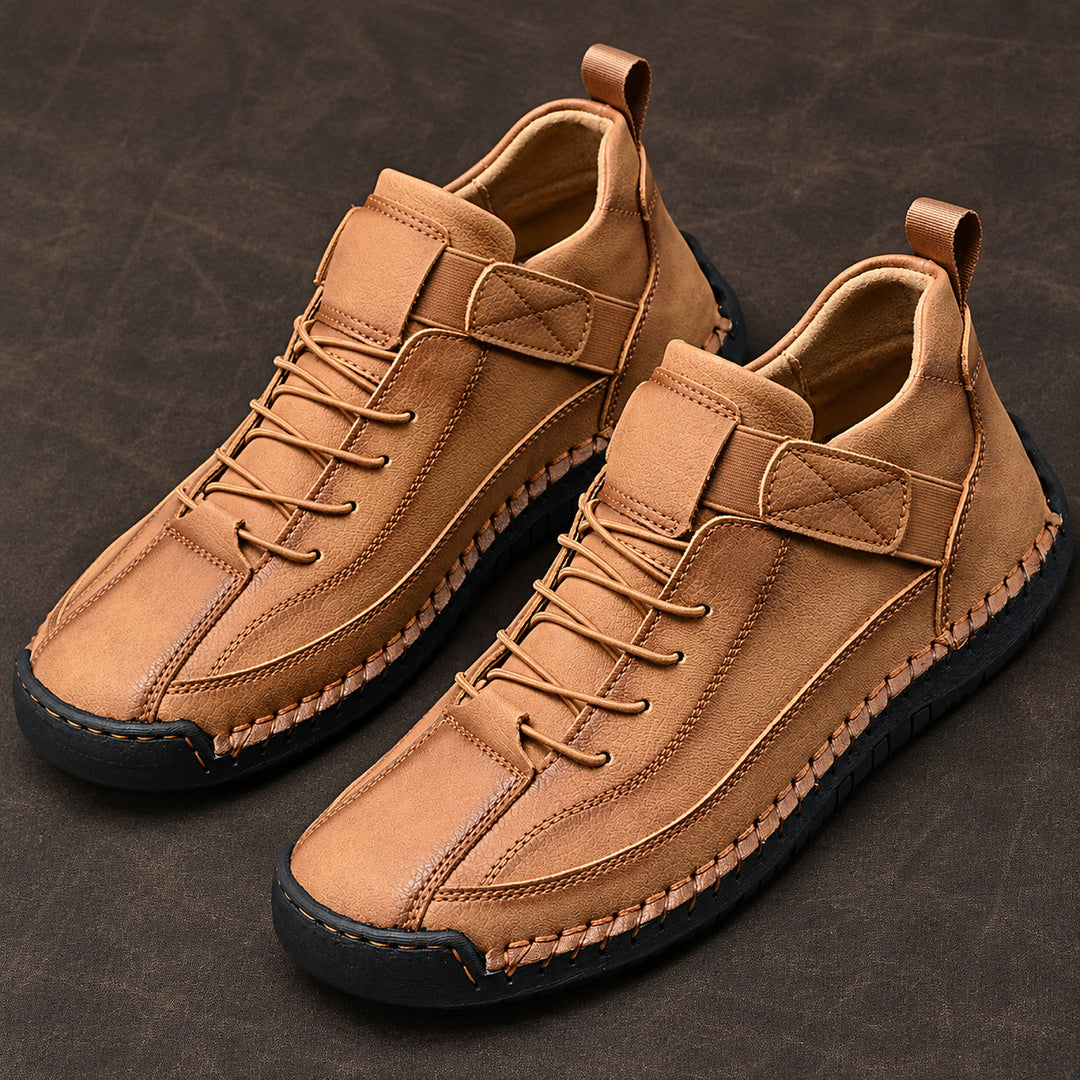 Wexford Hand-Stitched Leather Sneaker — Tan