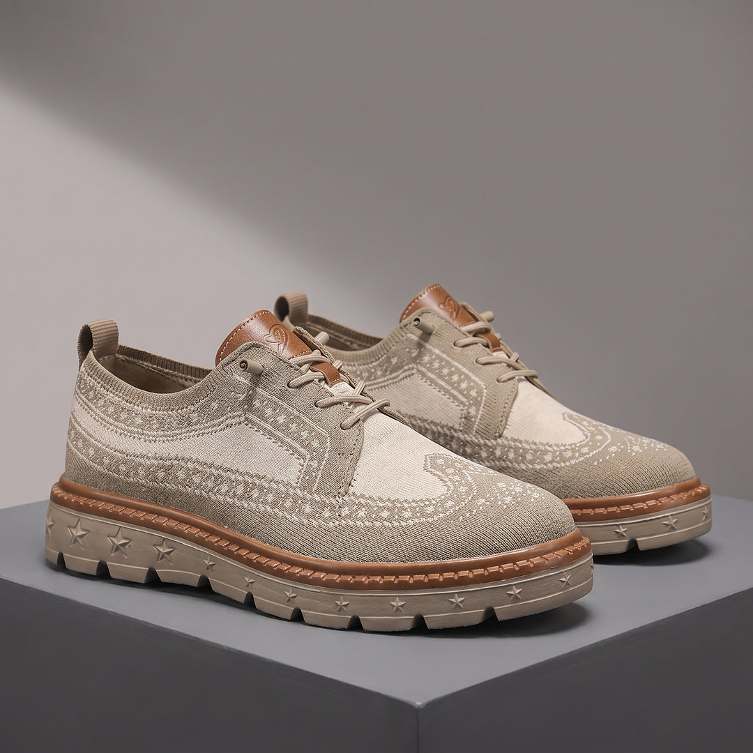 Ashby Knit Brogue Derby — Tan