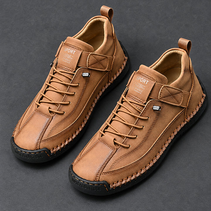 Wexford Hand-Stitched Leather Sneaker — Tan