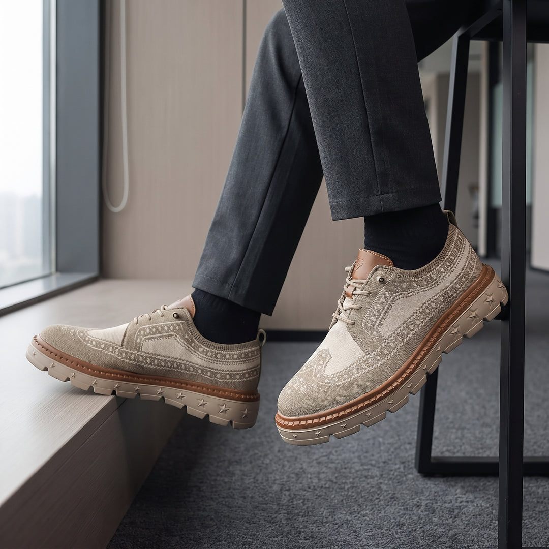 Ashby Knit Brogue Derby — Tan