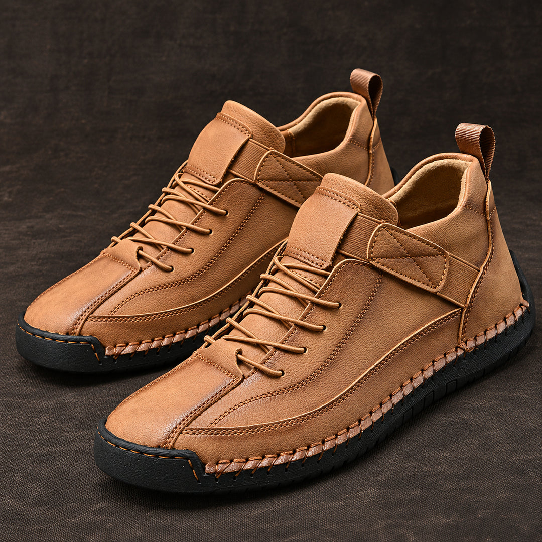 Wexford Hand-Stitched Leather Sneaker — Tan