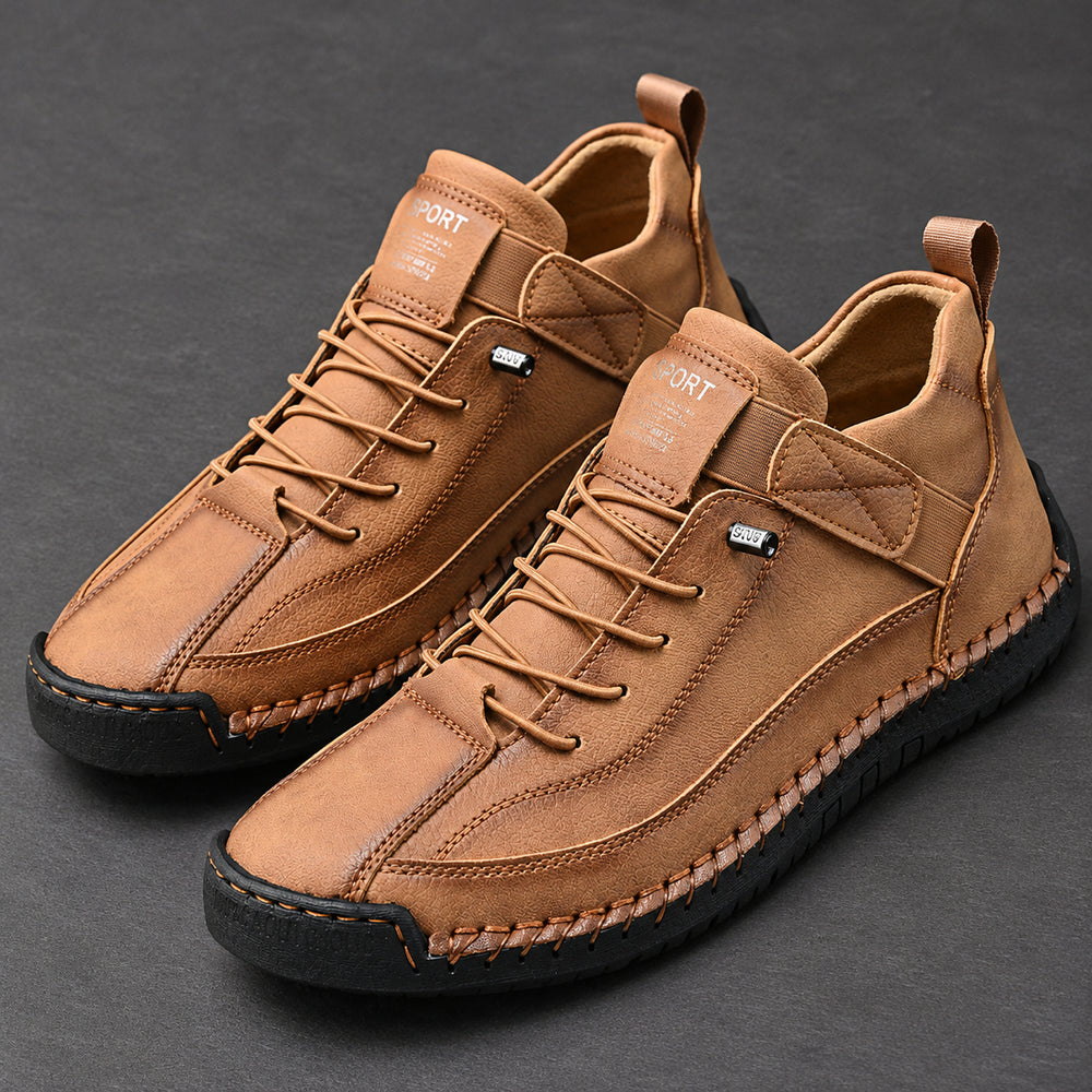 Wexford Hand-Stitched Leather Sneaker — Tan