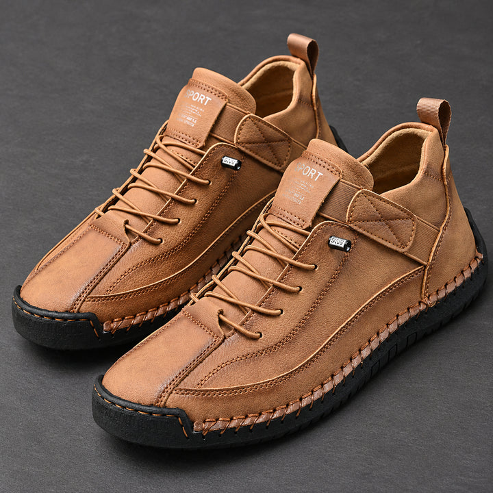 Wexford Hand-Stitched Leather Sneaker — Tan