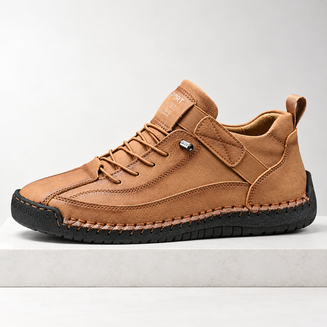 Wexford Hand-Stitched Leather Sneaker — Tan