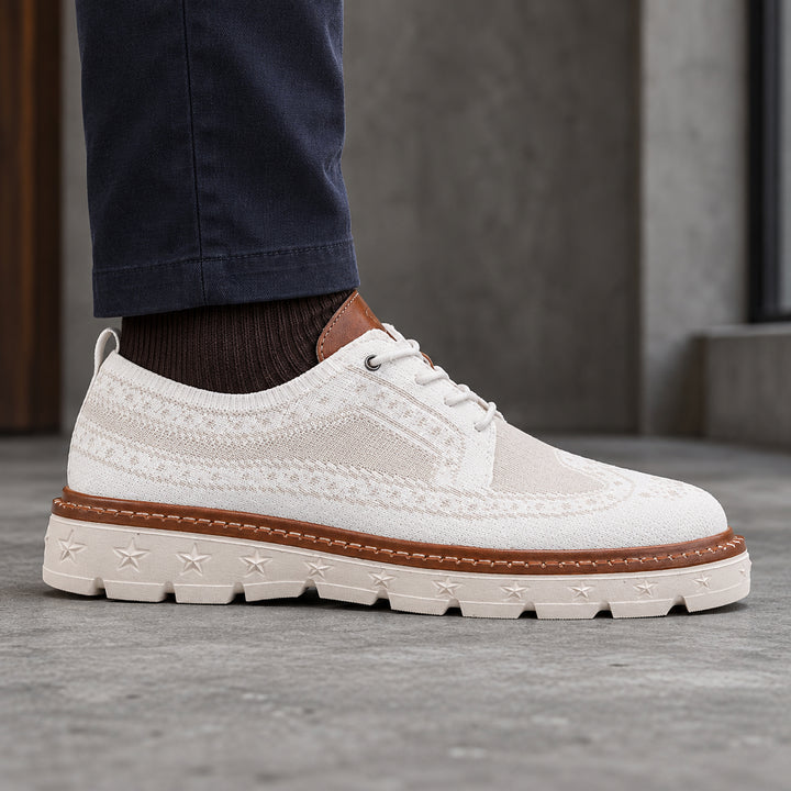 Ashby Knit Brogue Derby — White