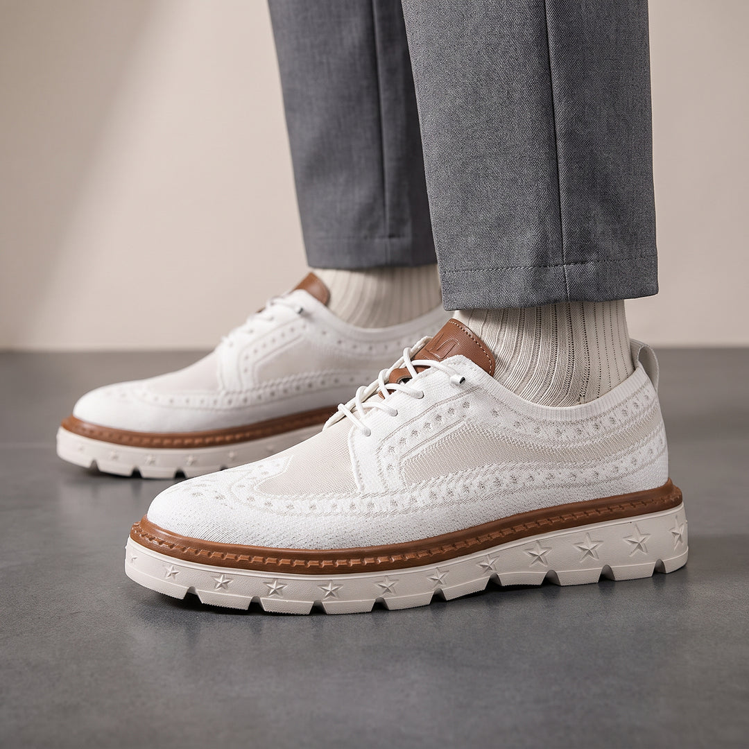 Ashby Knit Brogue Derby — White