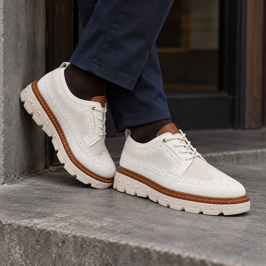 Ashby Knit Brogue Derby — White