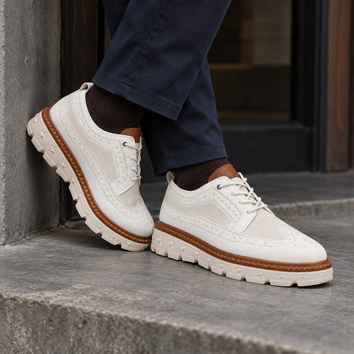 Ashby Knit Brogue Derby — White