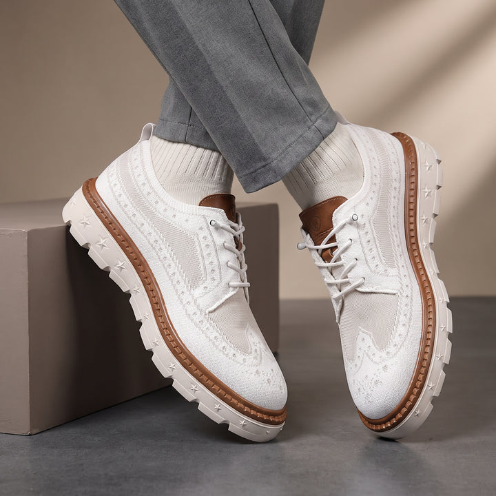 Ashby Knit Brogue Derby — White