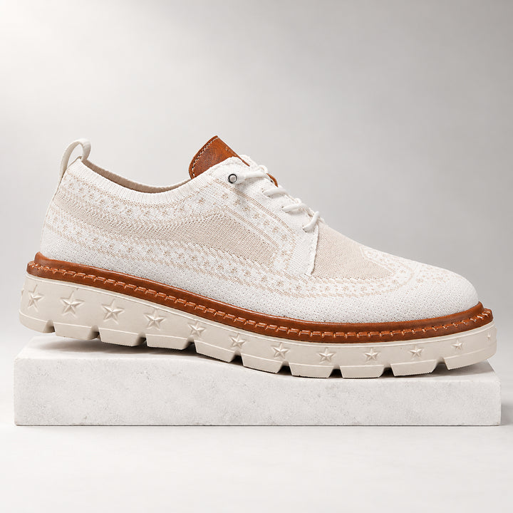 Ashby Knit Brogue Derby — White