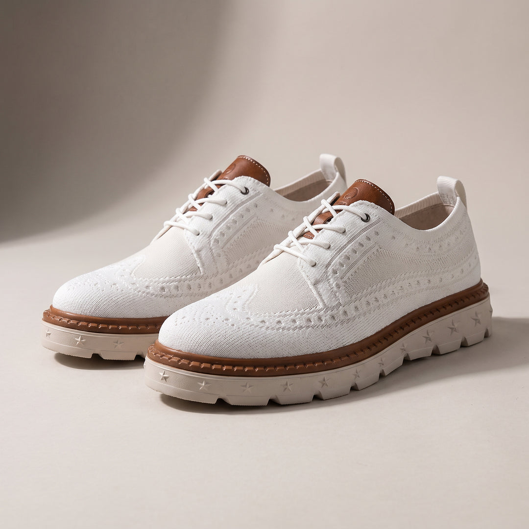 Ashby Knit Brogue Derby — White