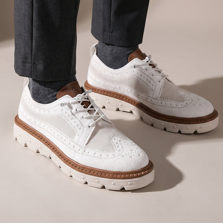 Ashby Knit Brogue Derby — White